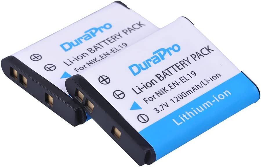 Set de 2 acumulatori EN-EL19 1200 mAh cu incarcator cu display LCD pentru Nikon Coolpix S2600 S2700 S3100 S3500 S4100 S4150 S4400 S5200 S6400 S6900
