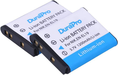 Set de 2 acumulatori EN-EL19 1200 mAh cu incarcator cu display LCD pentru Nikon Coolpix S2600 S2700 S3100 S3500 S4100 S4150 S4400 S5200 S6400 S6900