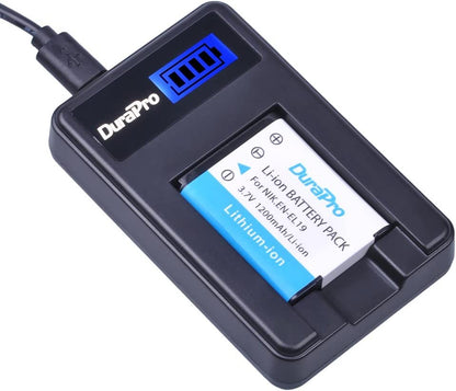 Set de 2 acumulatori EN-EL19 1200 mAh cu incarcator cu display LCD pentru Nikon Coolpix S2600 S2700 S3100 S3500 S4100 S4150 S4400 S5200 S6400 S6900