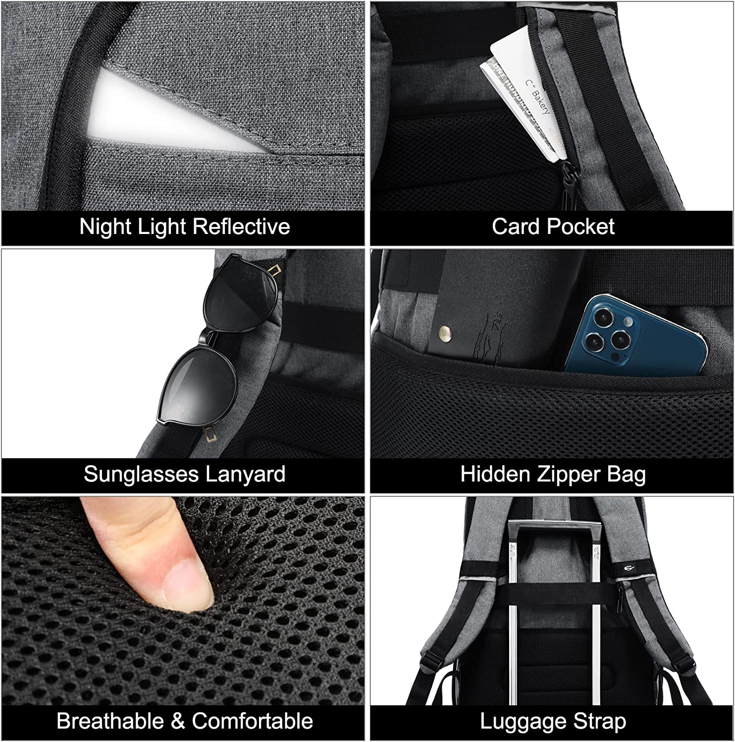 Ghiozdan laptop, rucsac rezistent la apa cu 4 compartimente, 15,6 inch, cu port USB si mufa jack extern, buzunare laterale, bretele captusite, pentru laptop, tableta, dosar