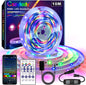 Banda LED RGBIC 10 metri, Bluetooth, control prin aplicatie smartphone si telecomanda, sincronizare muzica, mod personalizare, functie temporizare