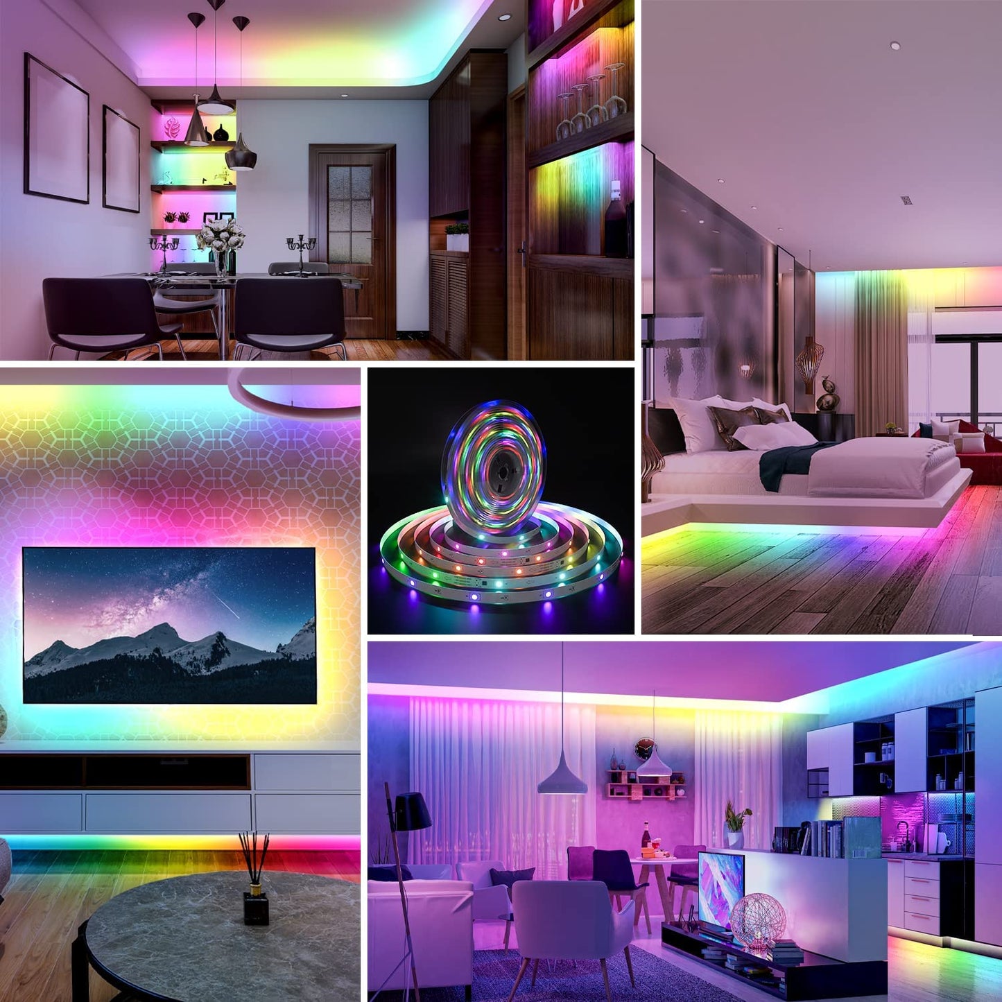 Banda LED RGBIC 10 metri, Bluetooth, control prin aplicatie smartphone si telecomanda, sincronizare muzica, mod personalizare, functie temporizare