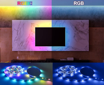 Banda LED RGBIC 10 metri, Bluetooth, control prin aplicatie smartphone si telecomanda, sincronizare muzica, mod personalizare, functie temporizare