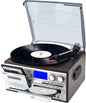 Pick-up stereo cu Bluetooth, Radio FM, Casetofon, USB, card SD, CD, Vinyl 33/45/78 RPM, 7"/10"/12", iesire RCA, difuzor incorporat, intrare AUX