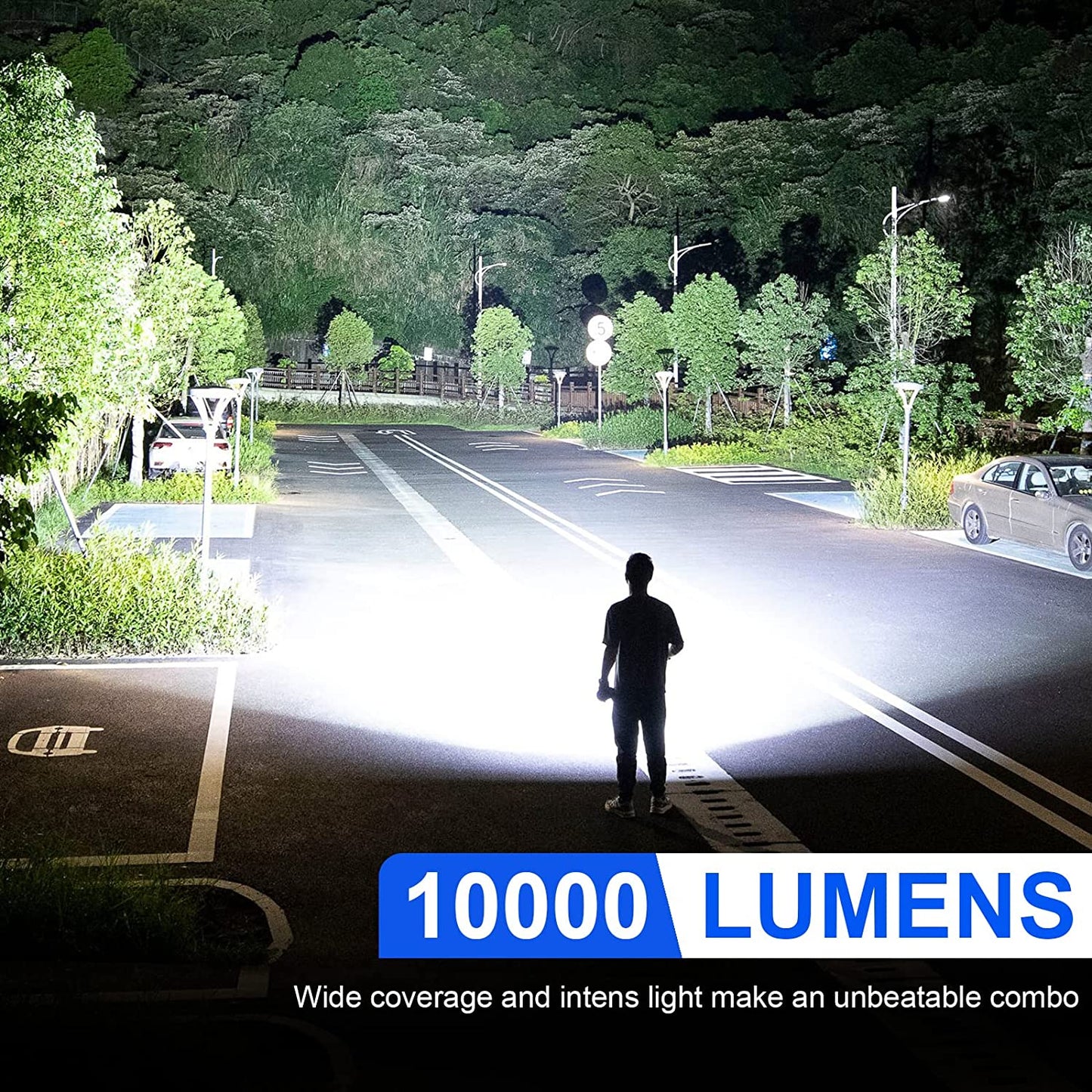 Lanterna tactica profesionala LED cu 10000 lumeni, baterie 4800 mAh, functie powerbank, reincarcabila USB, 5 moduri iluminare, impermeabil IP65, din aliaj de aluminiu