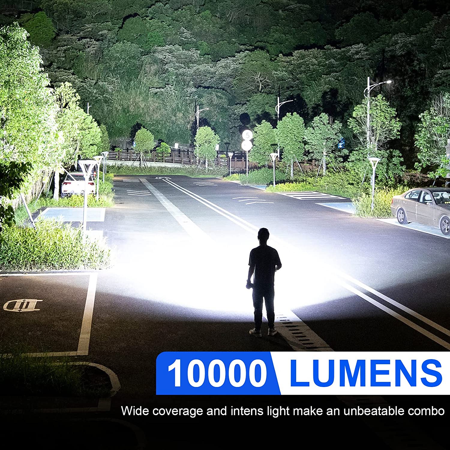 Lanterna tactica profesionala LED cu 10000 lumeni, baterie 4800 mAh, functie powerbank, reincarcabila USB, 5 moduri iluminare, impermeabil IP65, din aliaj de aluminiu