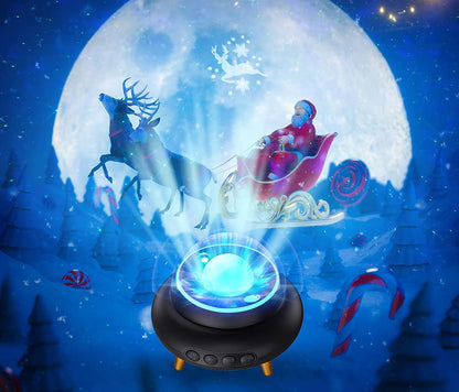 Proiector de stele LED cu difuzor Bluetooth, cu telecomanda, proiectie cerb de zapada, luminozitate reglabila, functie temporizare, 10 culori de proiectie