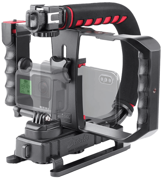Stabilizator imagine cu cadru video rig pentru smartphone, in forma de U, multifunctional, pentru camera de actiune, DSLR, smartphone, camera video, camera foto Canon, Nikon, Sony, Panasonic, Pentax, Olympus