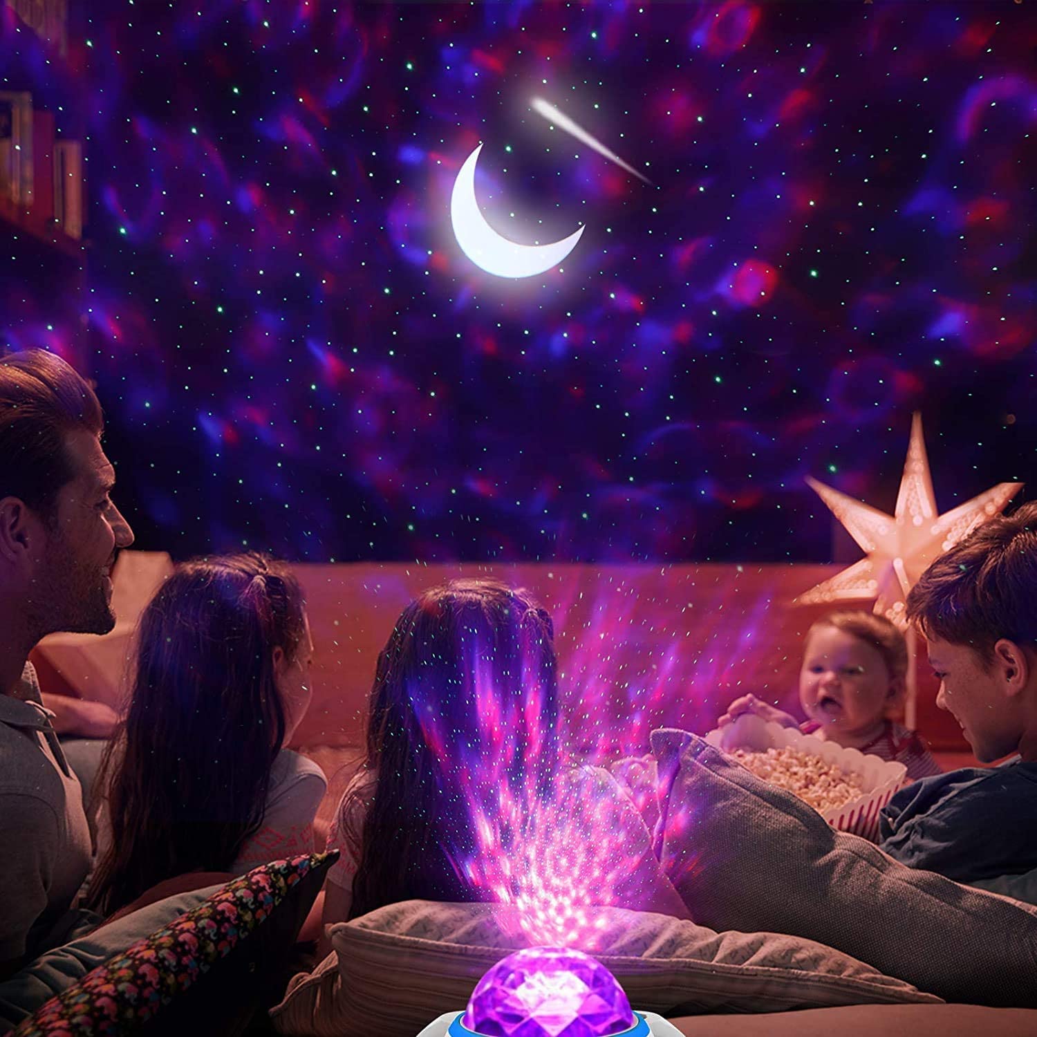 Proiector de stele LED cu difuzor Bluetooth incorporat, 20 moduri de proiectie, luminozitate reglabila, functie temporizare, port USB, lumina de noapte Galaxy Starry Sky