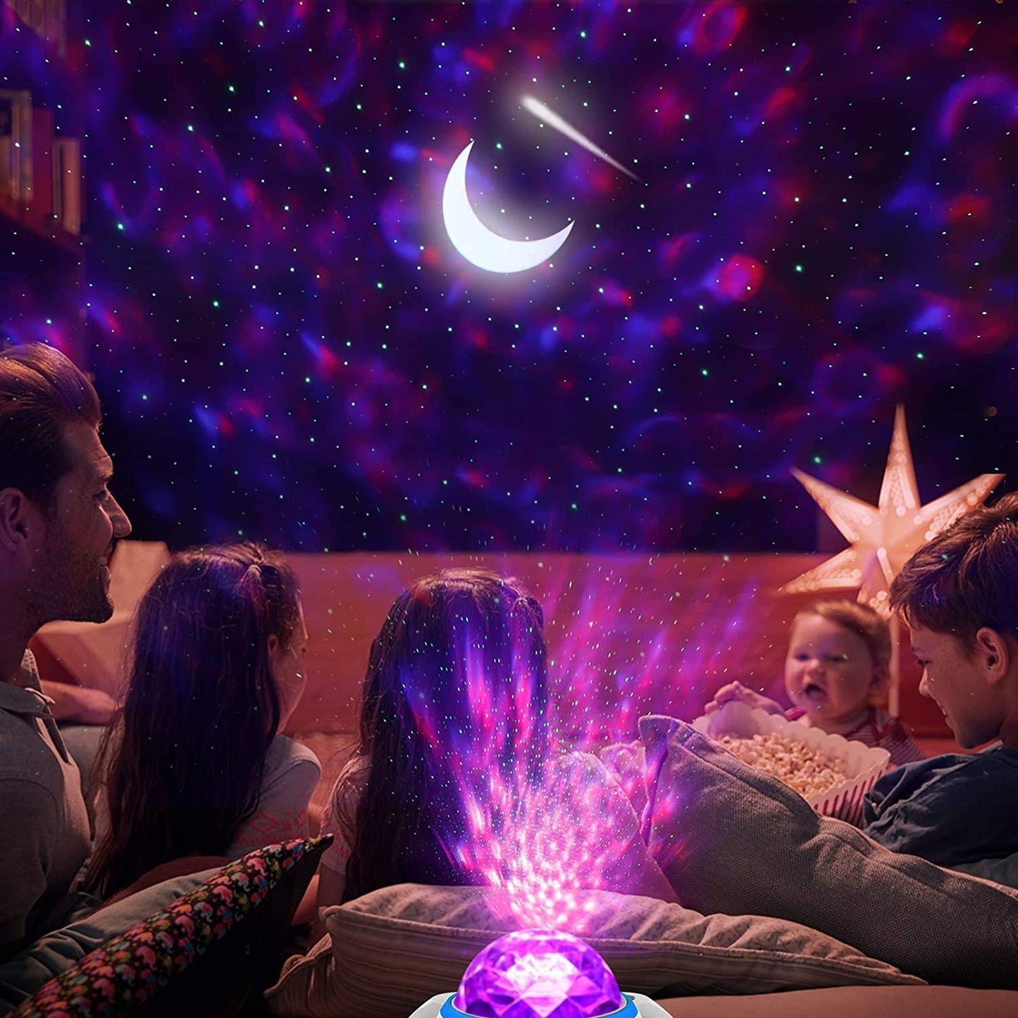 Proiector de stele LED cu difuzor Bluetooth incorporat, 20 moduri de proiectie, luminozitate reglabila, functie temporizare, port USB, lumina de noapte Galaxy Starry Sky (copiază)