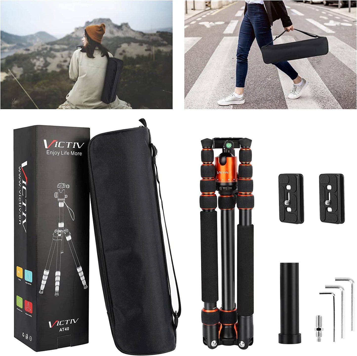 Trepied 2 in 1 monopied cu cap bila 360°, 59-195 cm (205 cm monopied), incarcare maxima 10 kg, cu 2 placute eliberare rapida, din aluminiu, cu geanta de transport