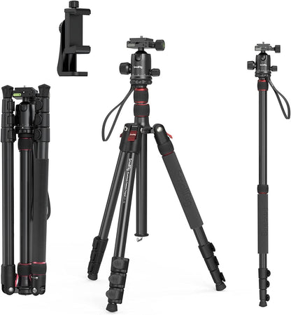 Trepied 2 in 1 monopied 59-180 cm, cu cap bila 360°, 3 suruburi mama 1/4", placa cu eliberare rapida si suport telefon, sarcina utila 15 kg, Smallrig