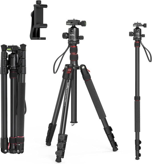 Trepied 2 in 1 monopied 59-180 cm, cu cap bila 360°, 3 suruburi mama 1/4", placa cu eliberare rapida si suport telefon, sarcina utila 15 kg, Smallrig