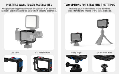 Kit video rig pentru GoPro Hero11 /Hero10 /Hero9, cage din aluminiu cu filet 1/4 inch si montura cold shoe mount, Neewer ST46