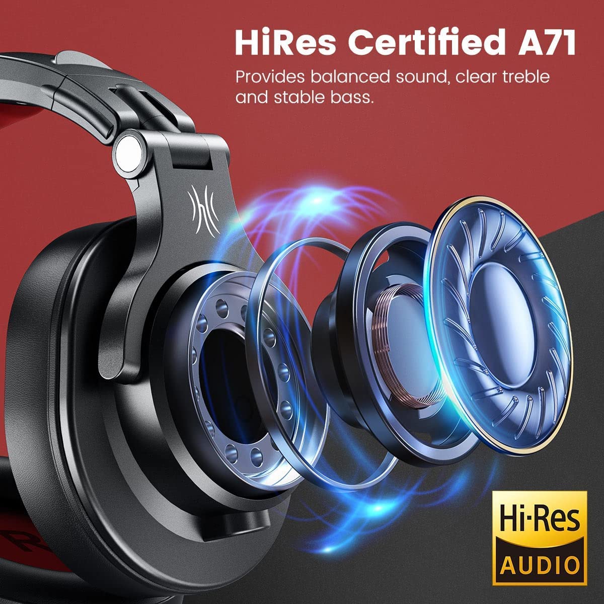 Casti audio DJ profesionale, Over Ear, cu mufa 3.5mm si mufa 6.35mm, multifunctionale, pentru mixer, instrumente electrice, OneOdio A71