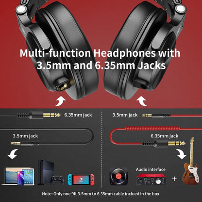 Casti audio DJ profesionale, Over Ear, cu mufa 3.5mm si mufa 6.35mm, multifunctionale, pentru mixer, instrumente electrice, OneOdio A71