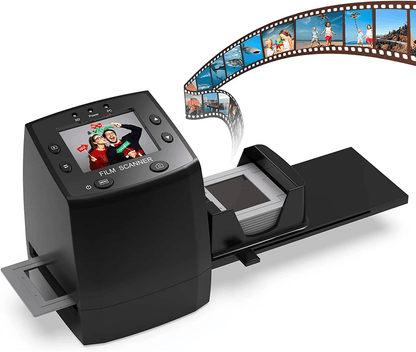 Scanner de film si diapozitive 35 mm / 135, converteste in JPEG digital, de rezolutie inalta 1800 DPI, cu display LCD 2,4 inch, iesire TV si USB