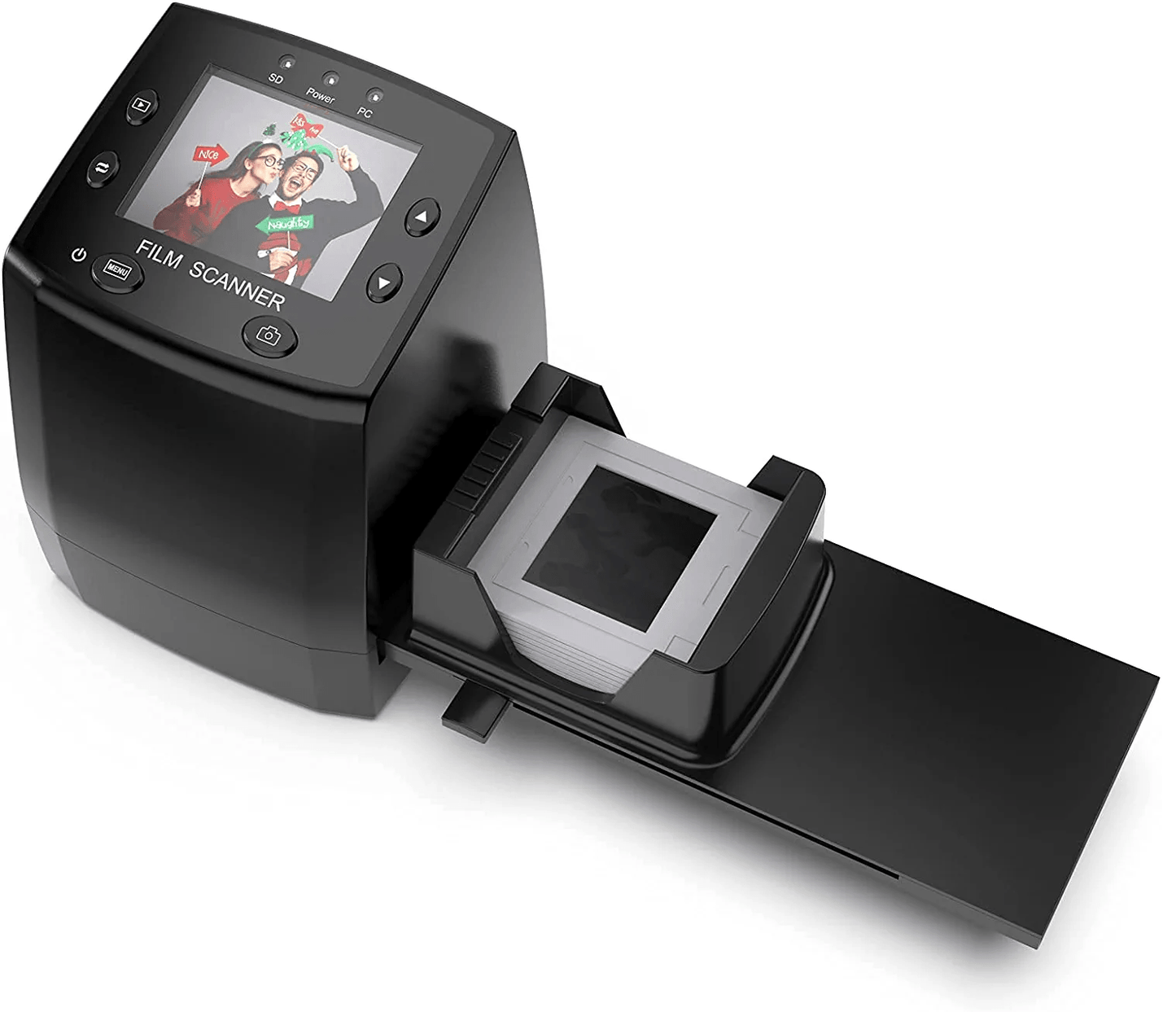 Scanner de film si diapozitive 35 mm / 135, converteste in JPEG digital, de rezolutie inalta 1800 DPI, cu display LCD 2,4 inch, iesire TV si USB