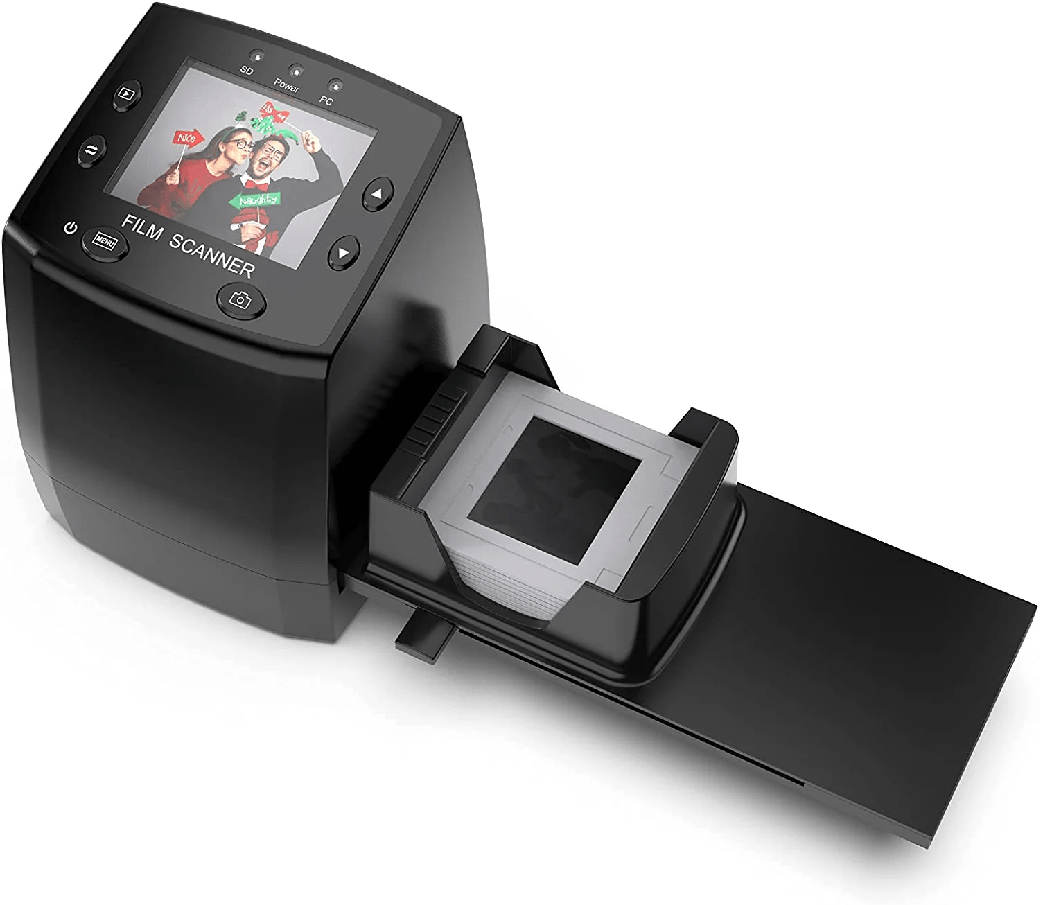 Scanner de film si diapozitive 35 mm / 135, converteste in JPEG digital, de rezolutie inalta 1800 DPI, cu display LCD 2,4 inch, iesire TV si USB