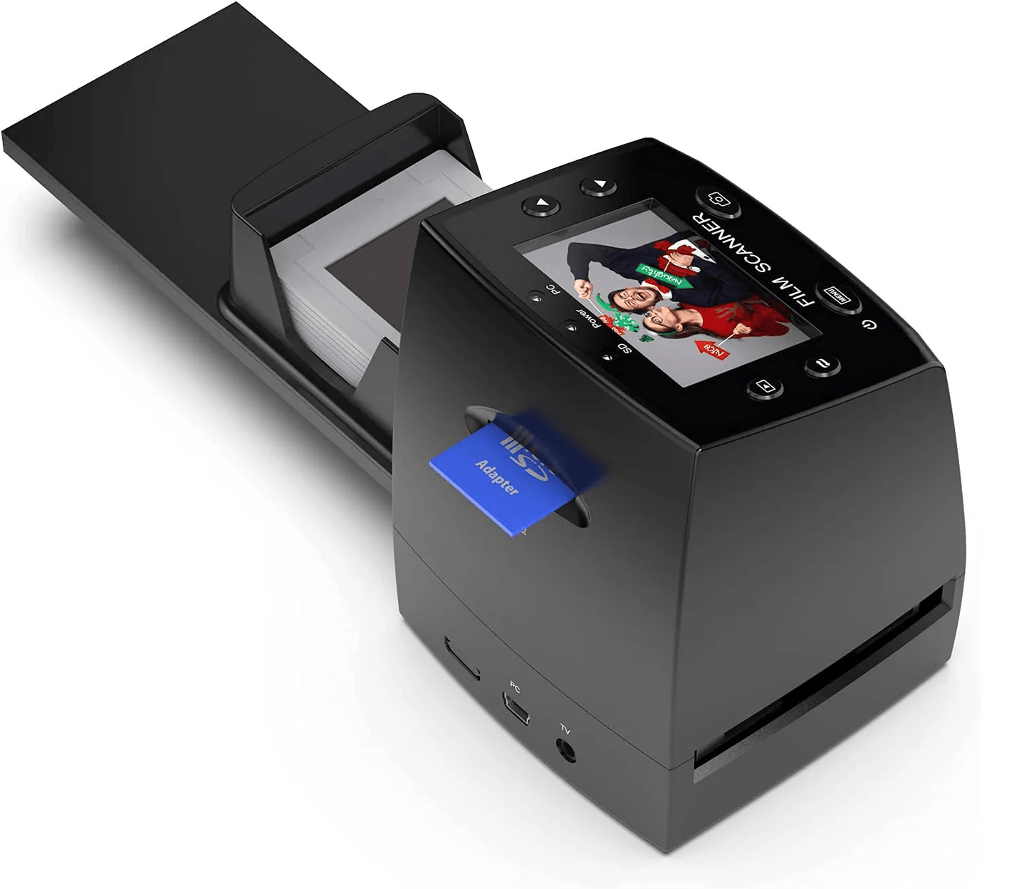 Scanner de film si diapozitive 35 mm / 135, converteste in JPEG digital, de rezolutie inalta 1800 DPI, cu display LCD 2,4 inch, iesire TV si USB
