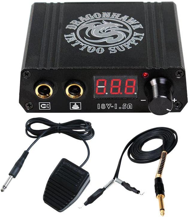 Set de 2 masini de tatuat cu sursa de alimentare, pedala, masini de tatuat rotative DragonHawk Extreme V2