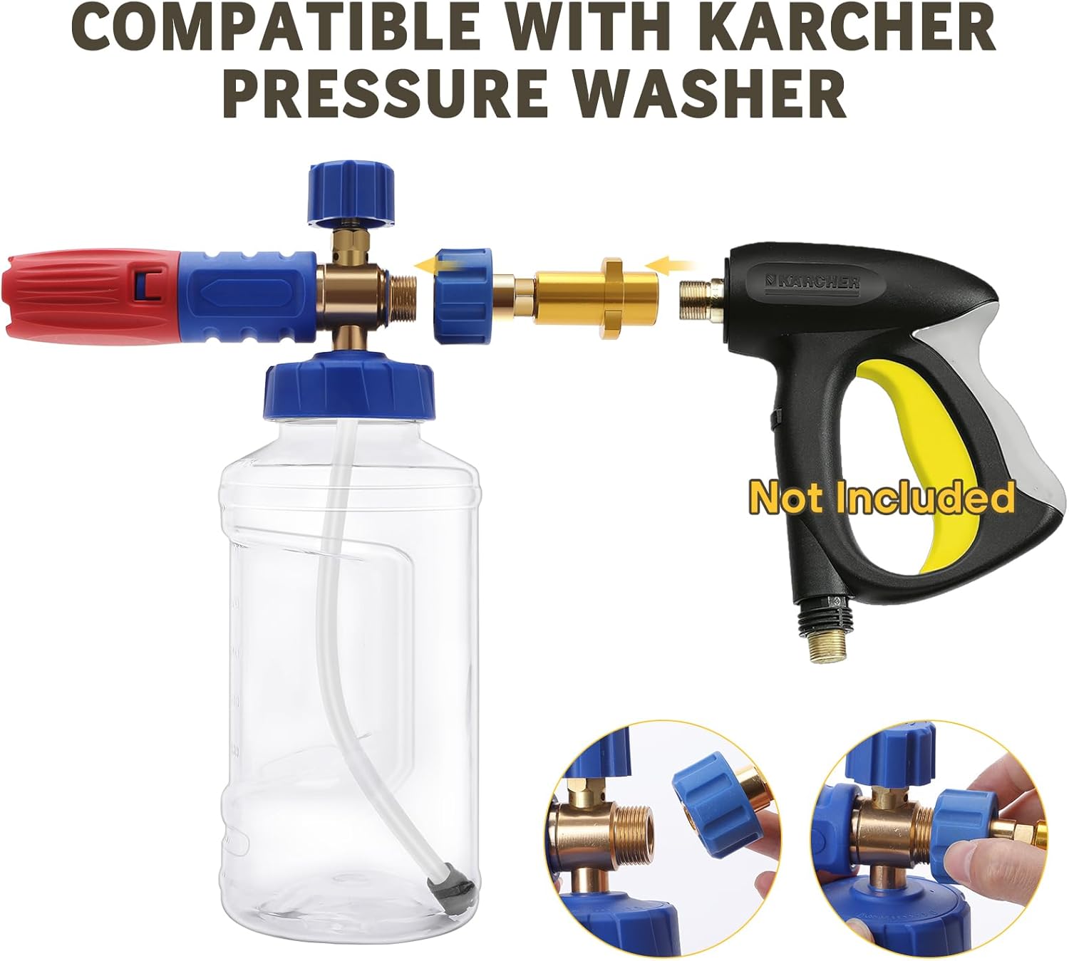 Lance spumare compatibila aparate Karcher, profesionala, duza reglabila, consistenta spuma ajustabila, capacitate de 1 litru, durabila, multifunctionala