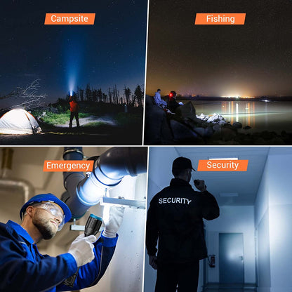 Lanterna tactica LED reincarcabila USB C , cu functie powerbank, 10.000 Lumeni cu 4 moduri iluminare, impermeabila IP65, 2 moduri alimentare, din aluminiu