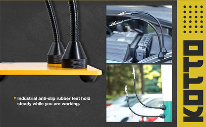 Suport de lipit cu 2 brate magnetice cu cleme rotative 360°, baza metalica cu picioruse din cauciuc, pentru placa de circuite, pistol de lipit, ciocan de lipit, bijuterii