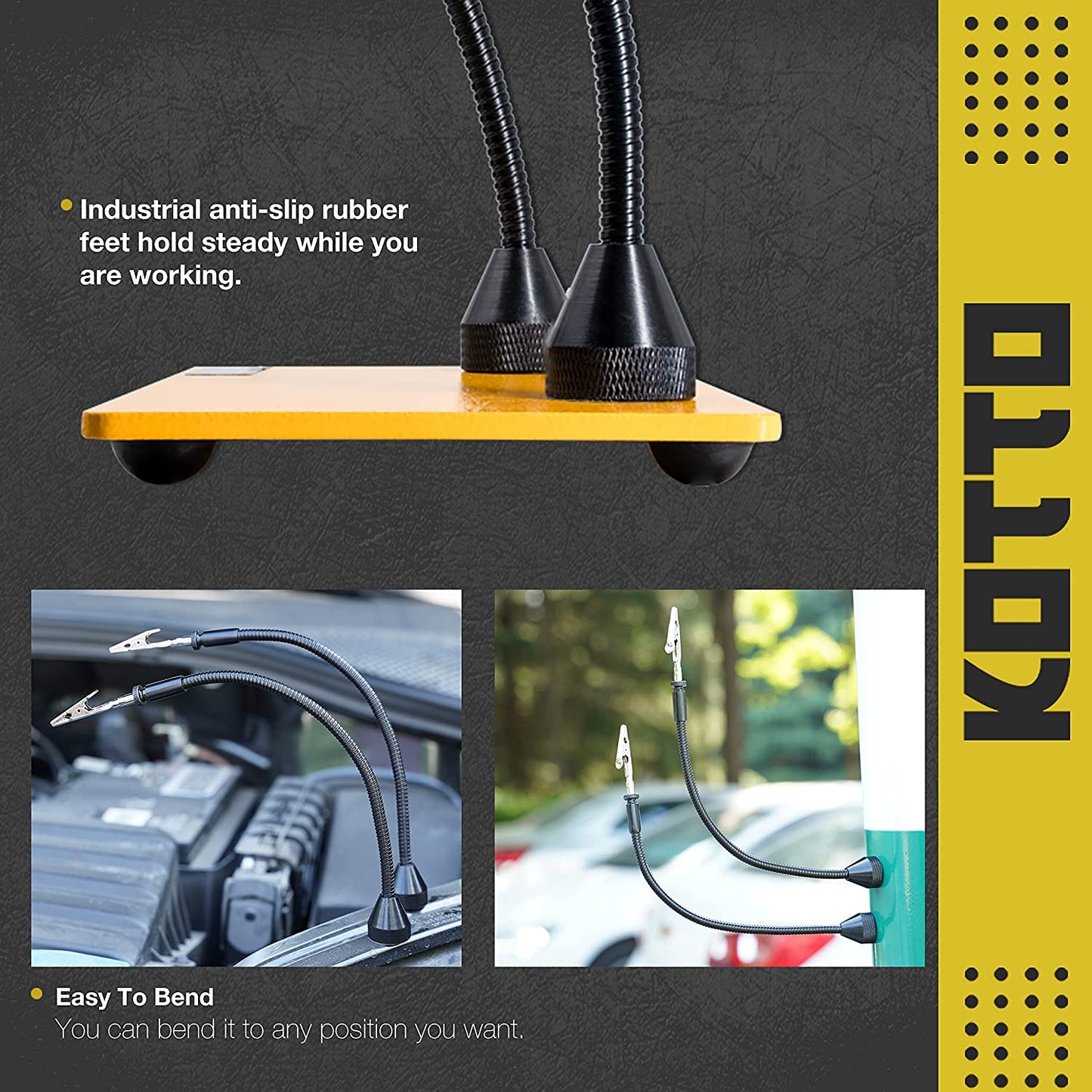 Suport de lipit cu 2 brate magnetice cu cleme rotative 360°, baza metalica cu picioruse din cauciuc, pentru placa de circuite, pistol de lipit, ciocan de lipit, bijuterii