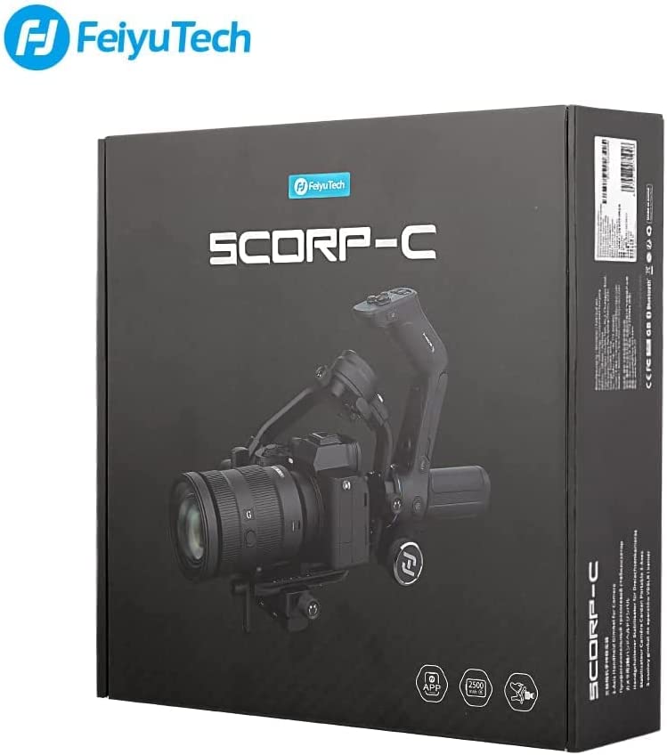 Stabilizator gimbal profesional cu 3 axe, pentru camera DSLR si Mirrorrless, placuta eliberare rapida Arca, sarcina maxima 2.5 kg, rotire 320°, FeiyuTech SCORP-C