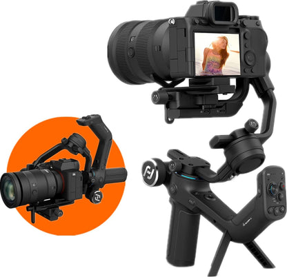 Stabilizator gimbal profesional cu 3 axe, pentru camera DSLR si Mirrorrless, placuta eliberare rapida Arca, sarcina maxima 2.5 kg, rotire 320°, FeiyuTech SCORP-C