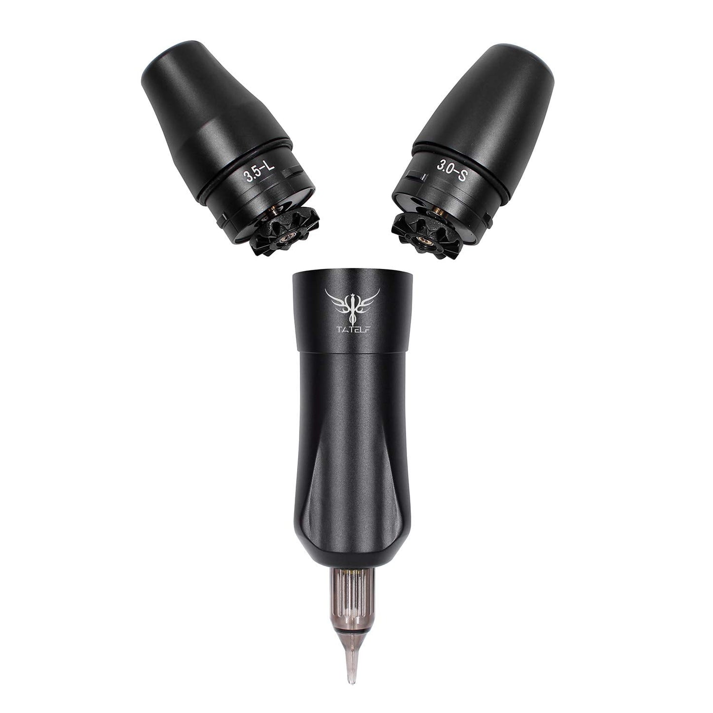 Set de tatuaj profesional cu masina de tatuat rotativa cu 2 motoare interschimbabile si sursa cu butoane tactile si ecran LCD, ace si cupe pentru vopsea