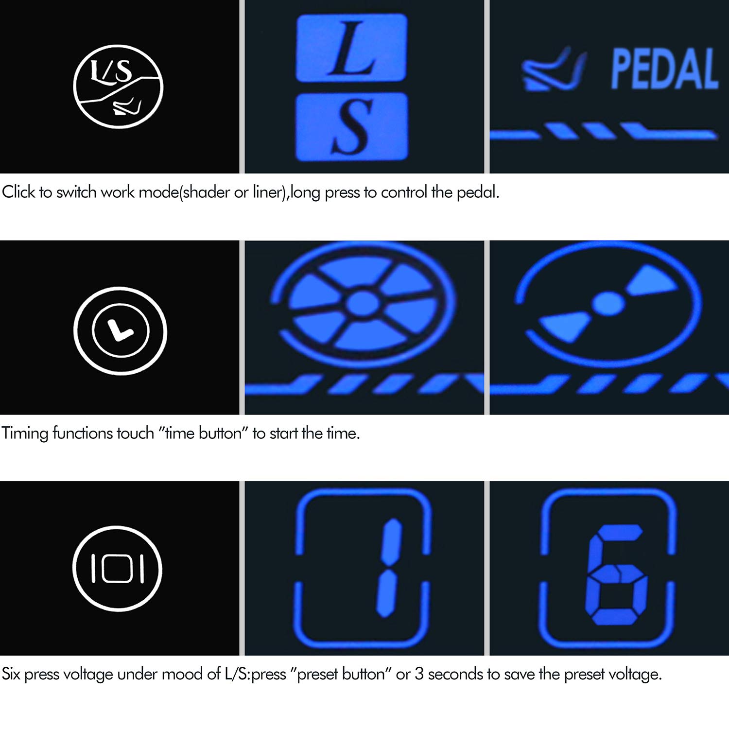 Set de tatuaj profesional cu masina de tatuat rotativa cu 2 motoare interschimbabile si sursa cu butoane tactile si ecran LCD, ace si cupe pentru vopsea