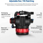 Trepied video 89 cm-189cm, profesional, cu cap fluid si placuta metalica cu eliberare rapida, cu pivotare 360° si inclinare +90°/-75°, greutate maxima suportata 8 kg, pentru Camera Video, Camera DSLR, Camcoder, Gimbal Manfrotto