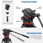 Trepied video 89 cm-189cm, profesional, cu cap fluid si placuta metalica cu eliberare rapida, cu pivotare 360° si inclinare +90°/-75°, greutate maxima suportata 8 kg, pentru Camera Video, Camera DSLR, Camcoder, Gimbal Manfrotto