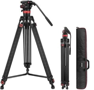 Trepied video 89 cm-189cm, profesional, cu cap fluid si placuta metalica cu eliberare rapida, cu pivotare 360° si inclinare +90°/-75°, greutate maxima suportata 8 kg, pentru Camera Video, Camera DSLR, Camcoder, Gimbal Manfrotto