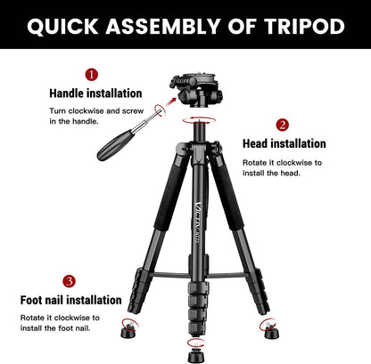 Trepied 2 in 1 monopied cu cap 360°, 48-182.8cm, cu 2 placi eliberare rapida si suport pentru telefon, pentru camere DSLR, camera video, smartphone, negru