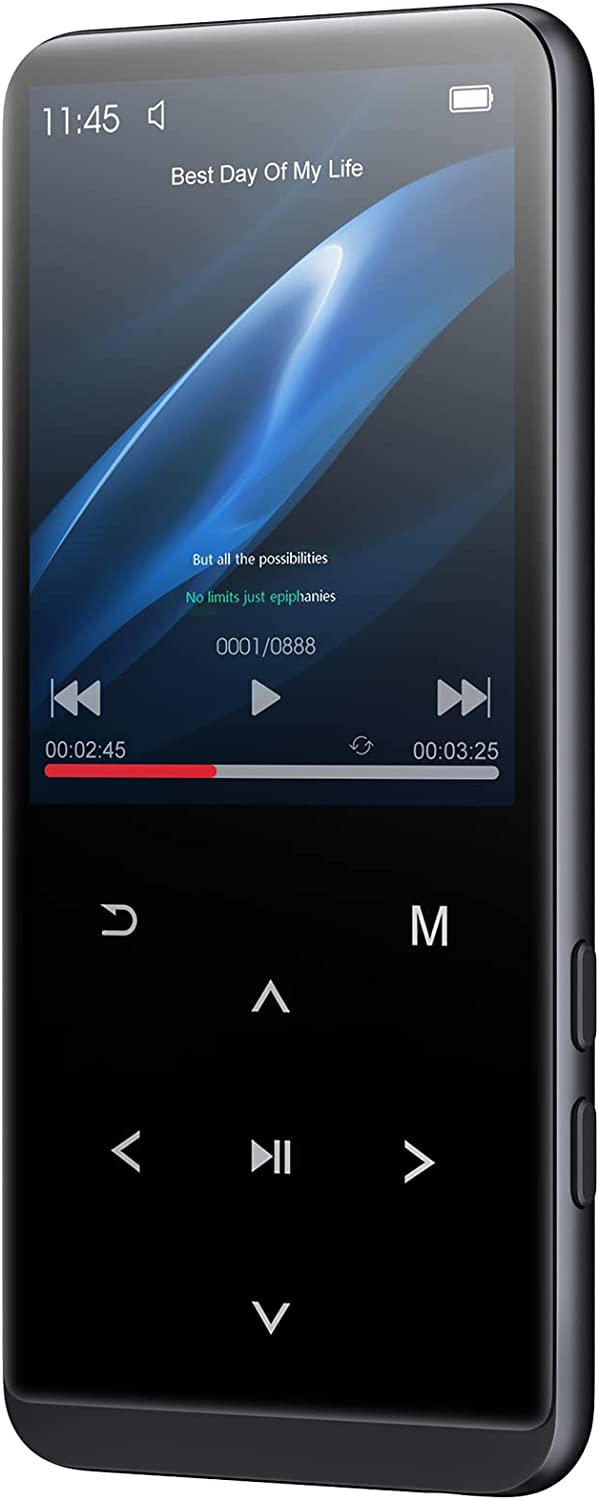 MP3 Player 64 GB cu Bluetooth, ecran de 2.4 inch, Radio FM, butoane touch, inregistrare voce, accepta card pana la 128 GB, cu incarcare USB C