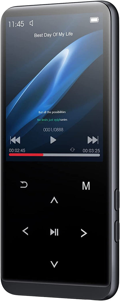 MP3 Player 64 GB cu Bluetooth, ecran de 2.4 inch, Radio FM, butoane touch, inregistrare voce, accepta card pana la 128 GB, cu incarcare USB C