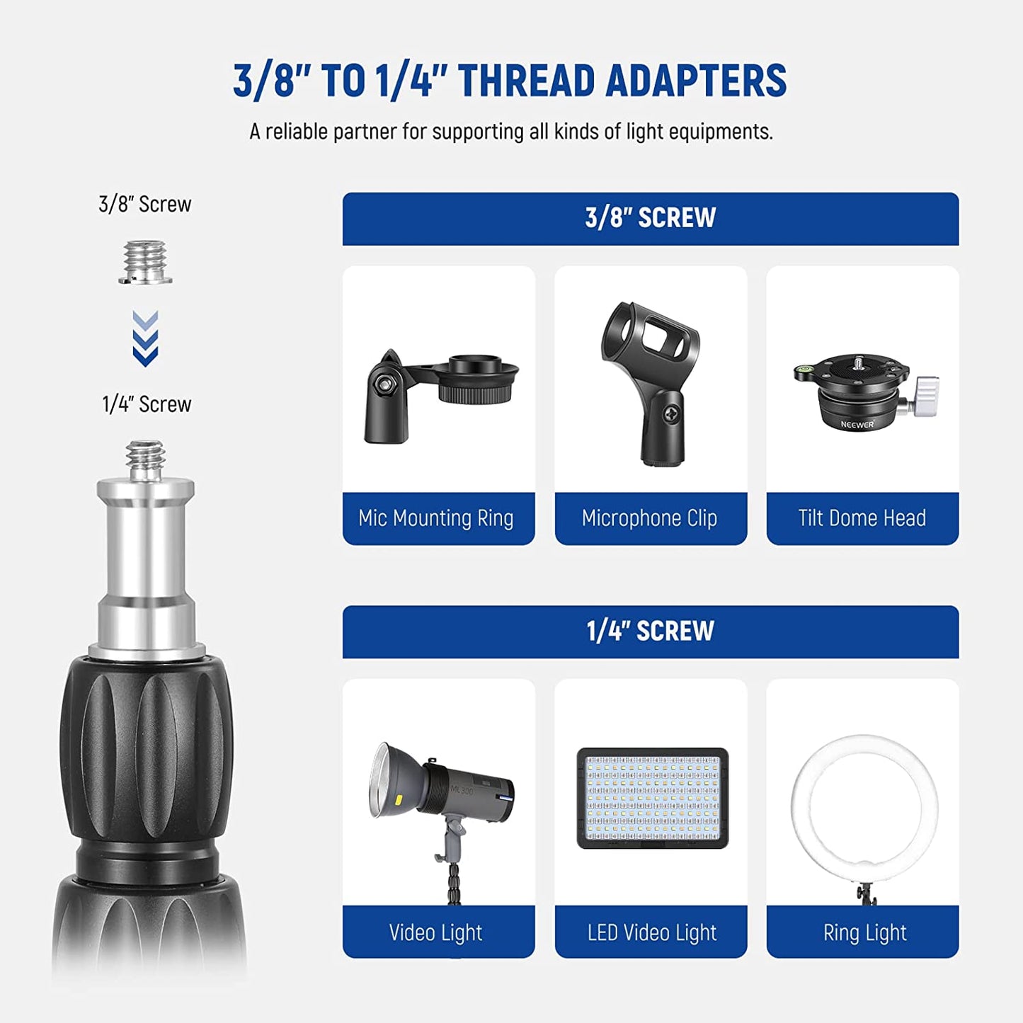Trepied telescopic multifunctional din fibra de carbon, 220 cm, cu surub 1/4" si adaptor la 3/8", pliabil, cu geanta de transport, pentru lumina continua, softbox, Speedlite, Neeweer ST210R