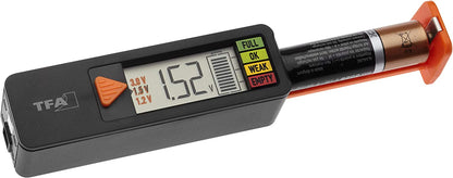 Tester de baterii 1.5V - 9V, AAA, AA, C, D, cu display si afisare stare de incarcare, TFA Dostmann BatteryCheck