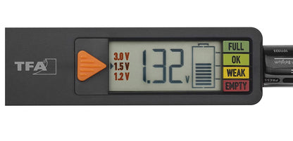 Tester de baterii 1.5V - 9V, AAA, AA, C, D, cu display si afisare stare de incarcare, TFA Dostmann BatteryCheck