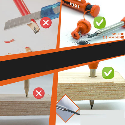 Set echer de tamplarie si creion mecanic, vinclu multifunctional de dulgherie din aluminiu, 180 mm, cu bula nivel