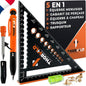 Set echer de tamplarie si creion mecanic, vinclu multifunctional de dulgherie din aluminiu, 180 mm, cu bula nivel
