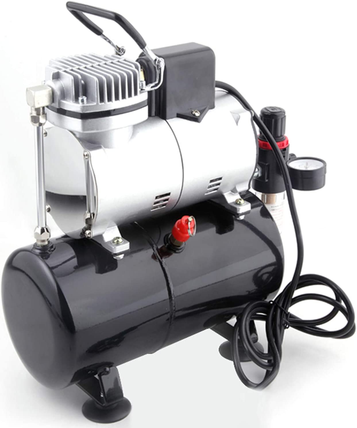 Compresor pentru aerograf cu regulator si filtru, 0-4 bar, cu ventilator de racire, fara ulei, cu manometru, silentios, Timbertech ABPST08