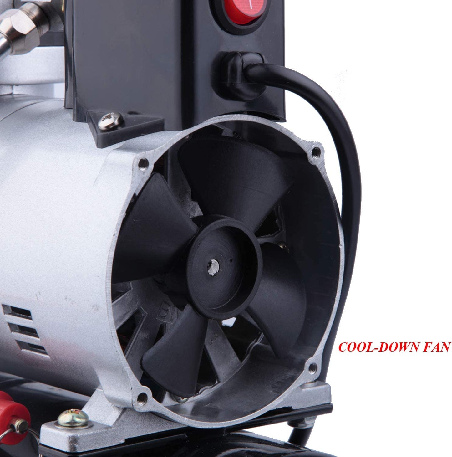 Compresor pentru aerograf cu regulator si filtru, 0-4 bar, cu ventilator de racire, fara ulei, cu manometru, silentios, Timbertech ABPST08