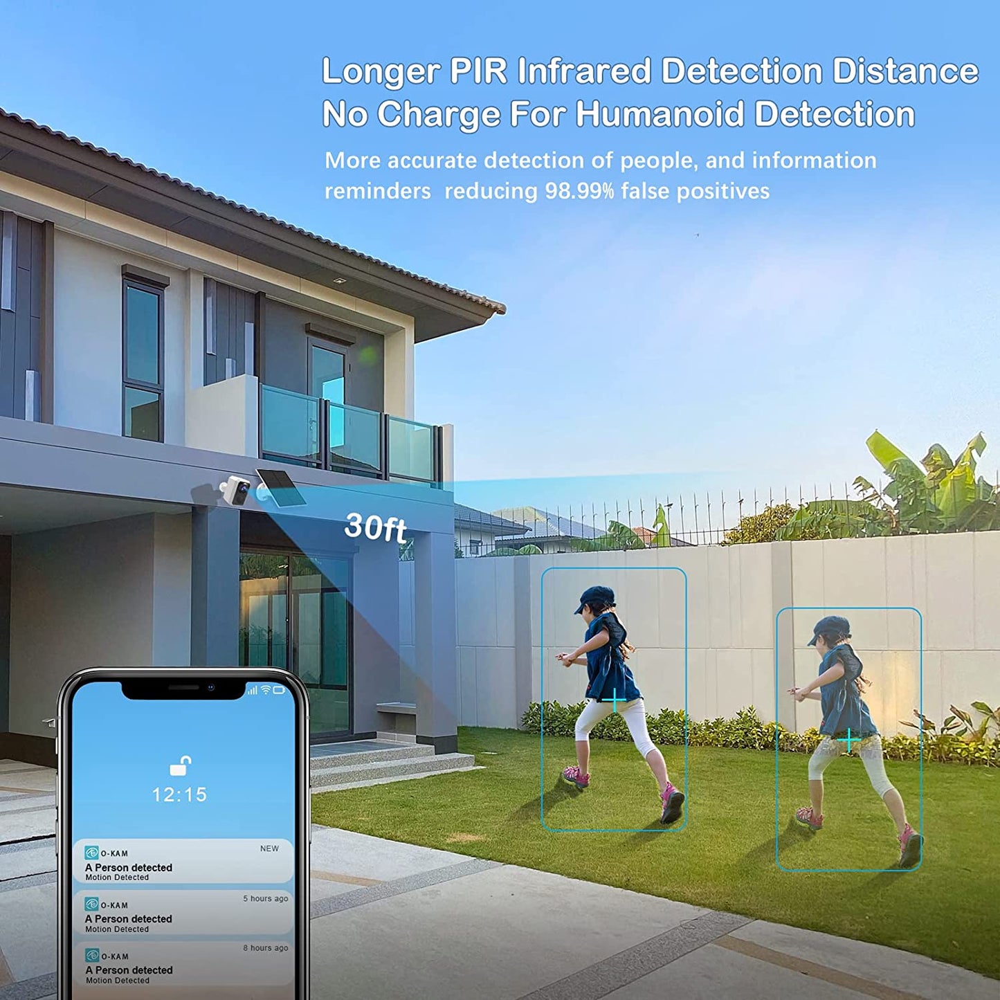 Camera de supraveghere WiFi cu panou solar, HD 1296P, nightvision, detectie de miscare PIR, impermeabila IP66, sunet bidirectional, alarma, control prin aplicatie