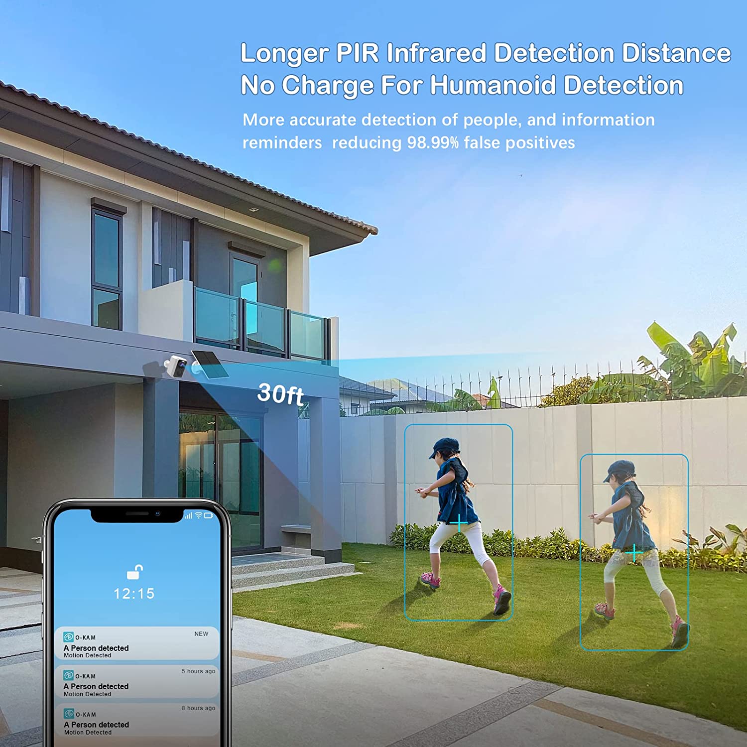 Camera de supraveghere WiFi cu panou solar, HD 1296P, nightvision, detectie de miscare PIR, impermeabila IP66, sunet bidirectional, alarma, control prin aplicatie