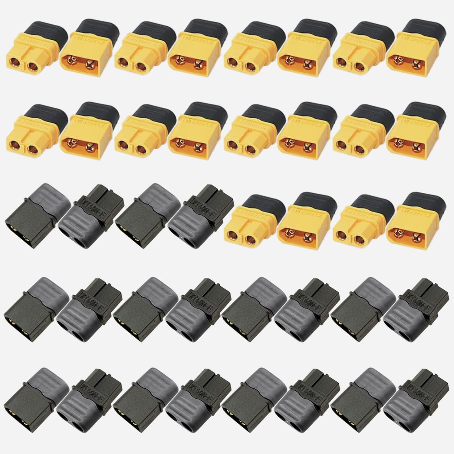 Set 20 mufe XT60 mama-tata, conectori pentru acumulatori LiPo, cu protectie, pentru masinuta RC, diverse aplicatii