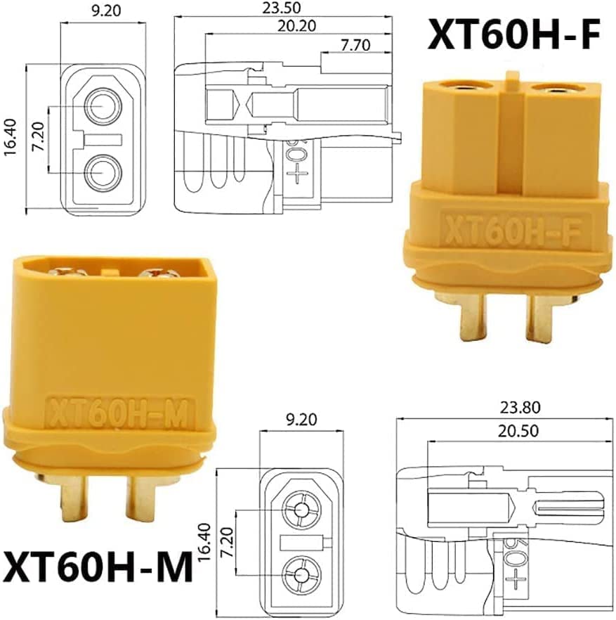 Set 20 mufe XT60 mama-tata, conectori pentru acumulatori LiPo, cu protectie, pentru masinuta RC, diverse aplicatii